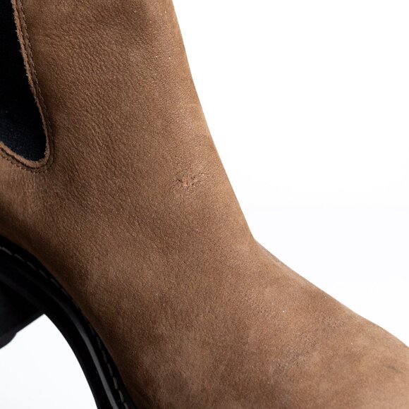 Madewell The Carina Platform Chelsea Boot Leather Brown Burled Wood - Picture 12 of 13